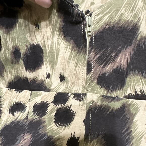 RED Valentino Khaki Green Beige Black Leopard Print Faux Wrap Sheath Dress 46/8 - Picture 6 of 9